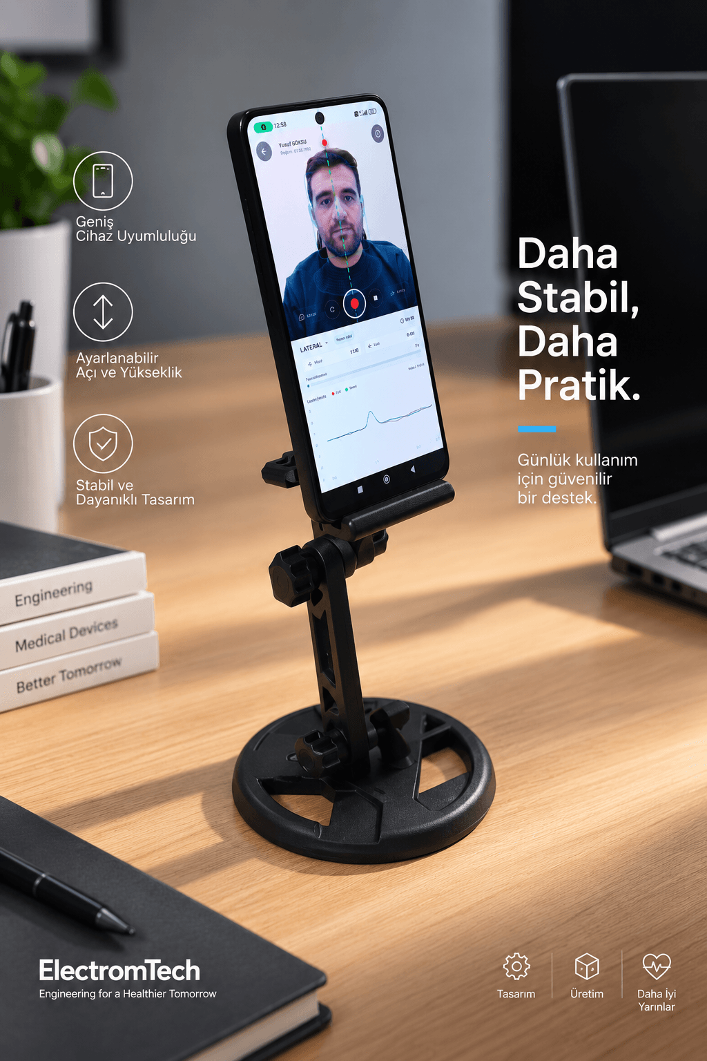 v-HIT phone stand, front features