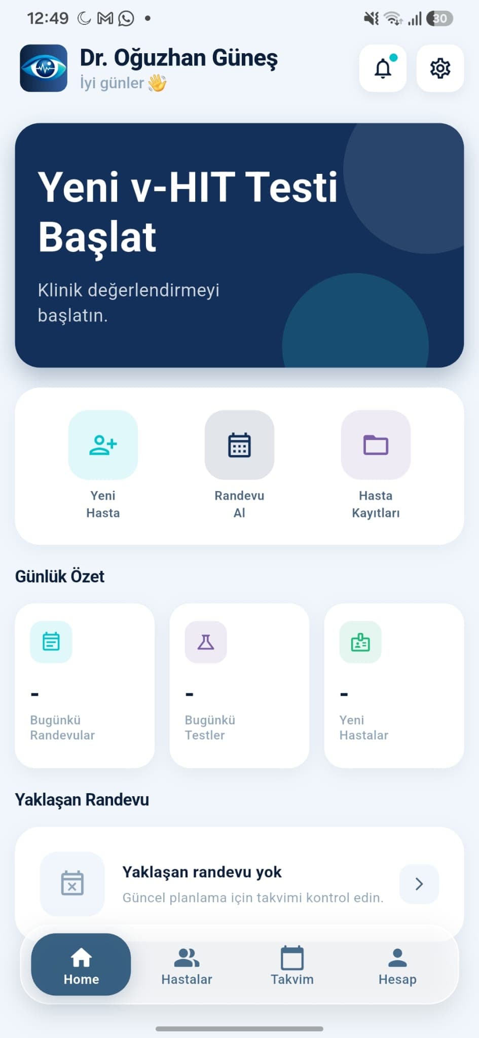 v-HIT mobile app home screen